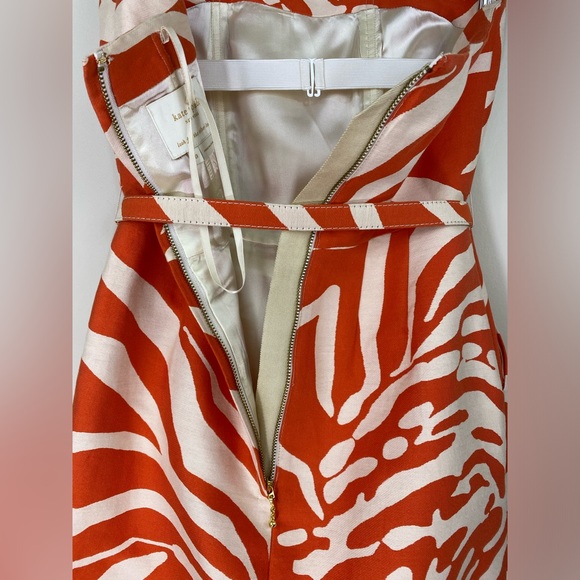 Kate Spade dress orange cream strapless JUNGLE JACQUARD cotton silk blend Size 0 - Picture 7 of 16